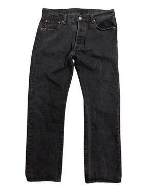 Levi's 501 Button Fly Black Straight Leg Relaxed Fit Men’s Jeans Size 35/32